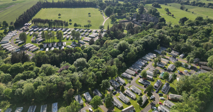 Aireal view of Witton Castle Country Park in County Durham.